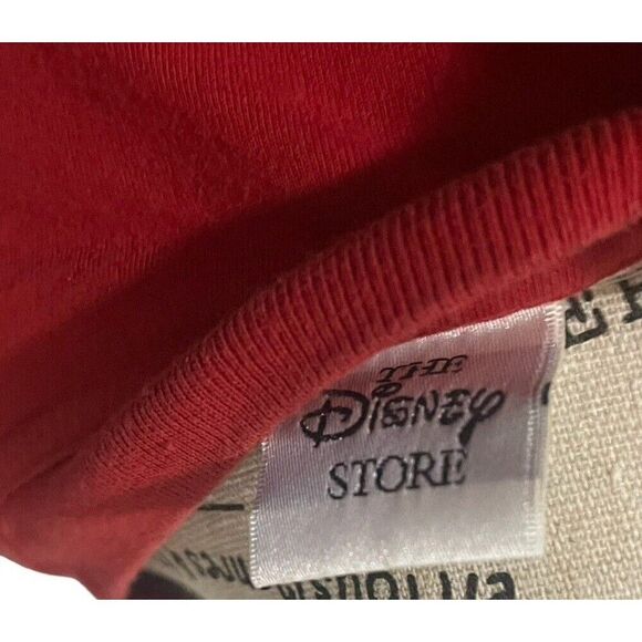 Vtg Mickey & Minnie Embroidered Pocket Love Flowers Long Sleeve Red Womens Large - Picture 13 of 16